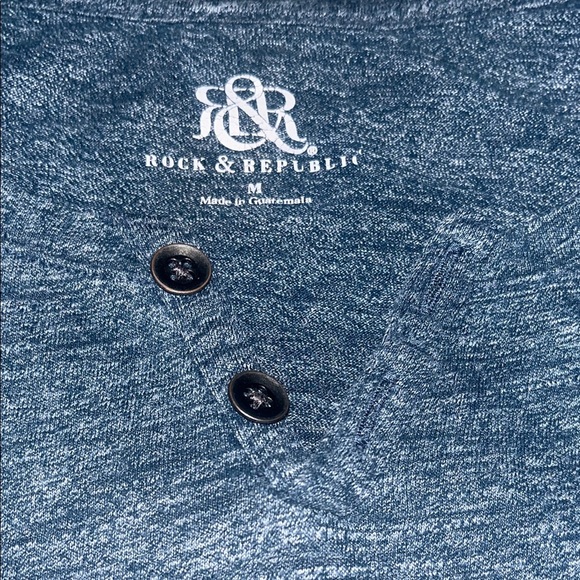 Rock & Republic Heathered Navy Men's Tee - Picture 2 of 4